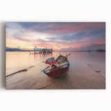 Black and white stretched canvas of Malaysian scenery, ideal for kitchen wall art.