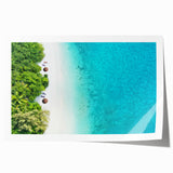 Extra large rolled print featuring a serene Maldives beach scenery with vibrant blue and white tones.