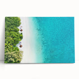 Black and white photograph of Maldives scenery on stretched canvas, ideal for kitchen wall art or bedroom ambiance.