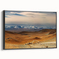 Black and white framed canvas of a Mongolian landscape, ideal for bedroom wall art.