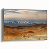 Framed canvas landscape art painting depicting a colorful Mongolian scenery.