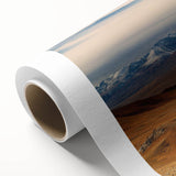 Art deco poster of a serene Mongolian landscape in soft pastel shades on rolled canvas, ideal for nursery wall art.