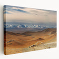 Large canvas print of a serene Mongolian landscape in muted earth tones, ideal for kitchen wall art.