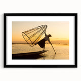 Extra large abstract print of a vibrant, colorful Asian landscape on a textured canvas, framed in black.