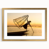 Extra large abstract art print of a textured Myanmar landscape in gold frame, suited for living room decor.