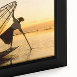 Framed canvas featuring a textured, colorful depiction of a Myanmar landscape in black with vibrant accents.