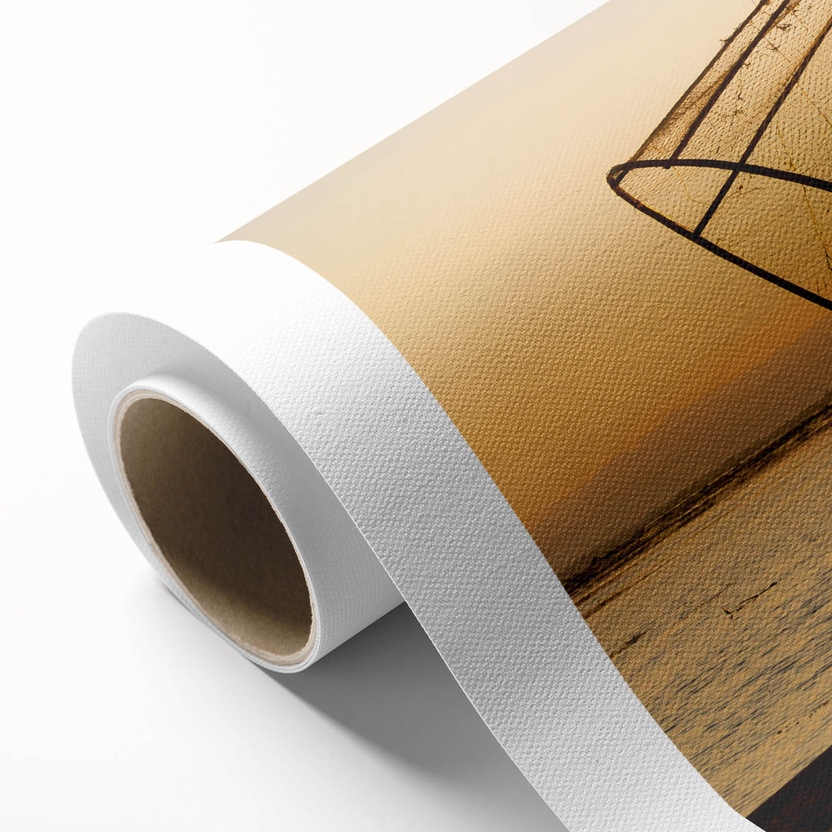 Art Deco style poster depicting a serene Myanmar landscape on rolled canvas.