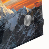 Mid-century modernist large abstract art print of Everest, in muted earth tones on acrylic glass, ideal for dining room art.