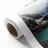 Art Deco poster of Nepalese scenery in soft pastel shades on rolled canvas.