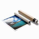 Extra large rolled print of a serene Nepalese landscape, featuring soft pastel colors, ideal for classy bathroom wall art.