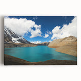 Black and white stretched canvas featuring a serene Nepalese landscape, ideal for kitchen wall art.