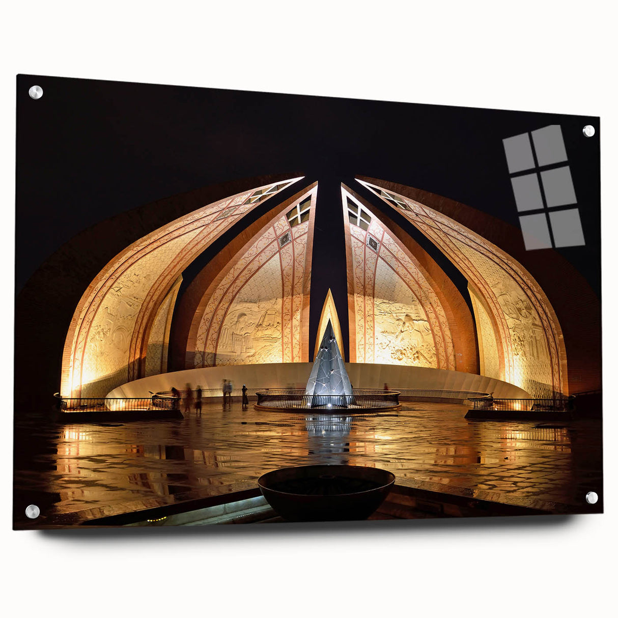 Large abstract wall art depicting a serene Pakistani landscape on acrylic glass, suitable for bedroom or dining room decor.