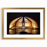Extra large abstract art print of a textured scenery in gold frame, ideal for living room decor.