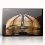 Large abstract wall art featuring a Pakistani landscape in muted earth tones on a framed acrylic print.