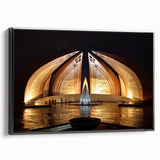 Black and white framed canvas featuring a vintage-style landscape of a mountainous Pakistani scenery.