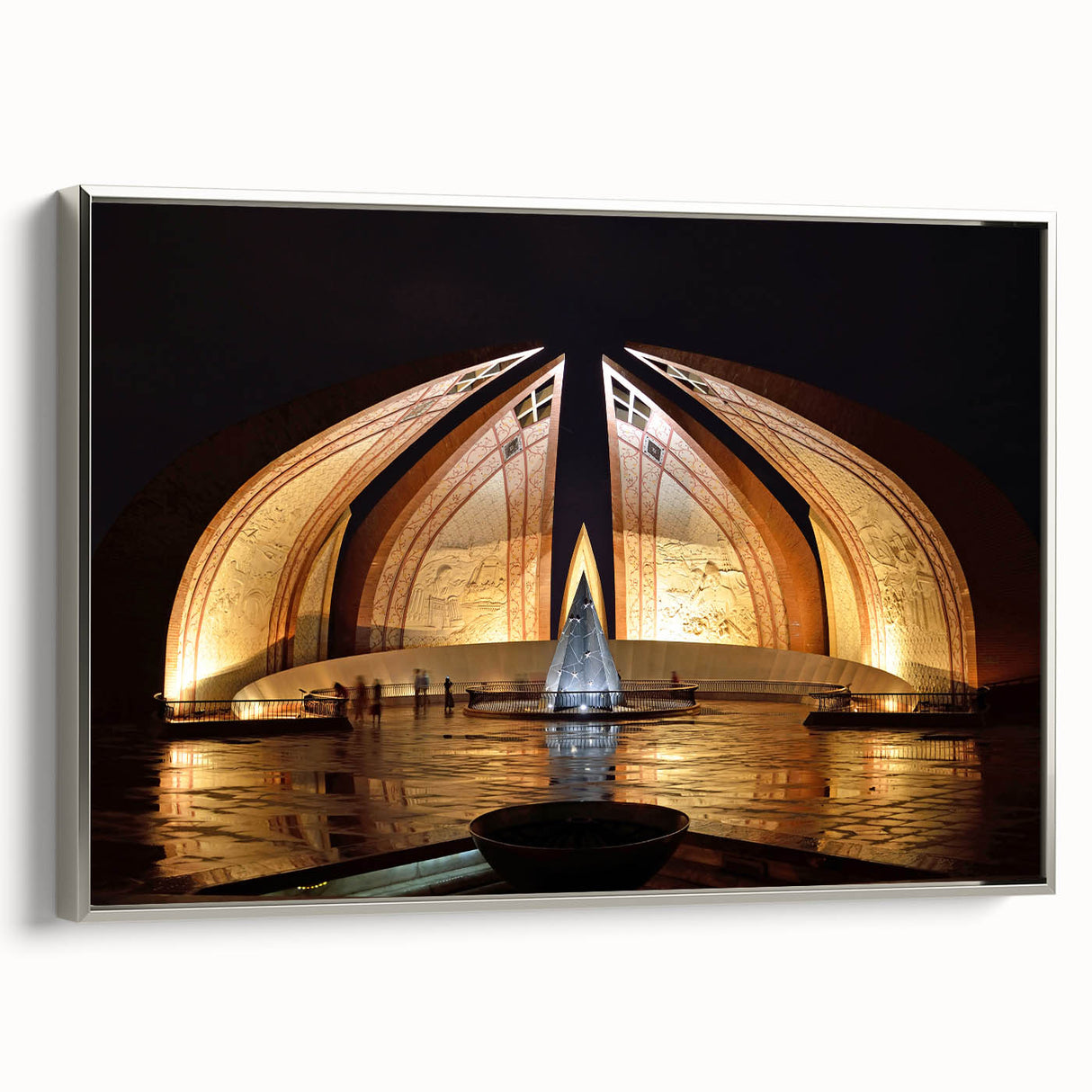 Framed canvas featuring a vintage-style landscape painting of a Pakistani scenery in colorful art tones.