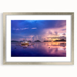 Textured abstract art print of a serene Philippine landscape in earth tones, framed with a silver mat.