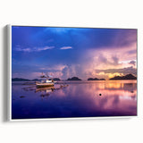 Vintage poster art of a colorful Philippine scenery on extra large framed canvas, ideal for living room decor.