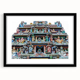 Extra large abstract art print of a colorful, textured Singapore skyline on a black framed canvas.