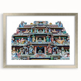 Textured abstract art print of a Singapore skyline in muted gray and blue tones on a framed canvas, ideal for bedroom art.