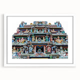 Abstract art print of Singapore skyline in muted gray and blue tones on a framed white mat, ideal for dining room decor.