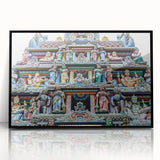 Large abstract wall art of Singapore skyline in muted gray and blue tones, framed acrylic print.