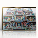 Acrylic print of Singapore skyline with gold frame, featuring mid-century modernist style, ideal for modern art wall decor.