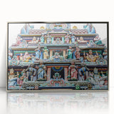 Mid-century modernist art depicting a serene Singapore skyline in muted silver tones on a framed acrylic print.