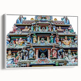 Vintage poster art of Singapore skyline in colorful hues on a large framed canvas, ideal for living room decor.