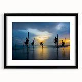 Abstract art print depicting a vibrant, colorful Sri Lankan landscape on a large framed canvas, ideal for living room decor.