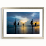 Textured art print of an abstract Sri Lankan landscape in muted earth tones, displayed in a silver frame with mat.