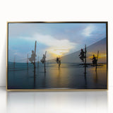 Framed acrylic print of a serene Sri Lankan landscape in soft earth tones, ideal for modern art wall decor.