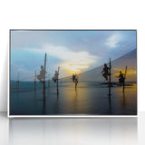 Framed acrylic print of a serene Sri Lankan landscape in soft pastel colors, suitable for modern art wall decor.