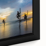 Extra large framed canvas featuring a textured black wall art scene of a Sri Lankan landscape with colorful accents.