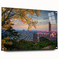 Acrylic print of a large abstract depiction of Taiwan scenery in muted earth tones, ideal for bedroom or dining room art.