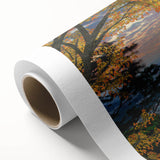 Art deco poster of Taiwan scenery in pastel shades on rolled canvas, ideal for nursery wall art.