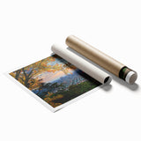 Extra large rolled print of a serene Taiwanese landscape with lush florals and soft green tones.