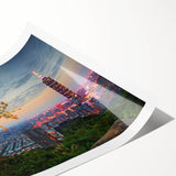 Extra large wall art featuring minimalist line art flowers in black on white, rolled canvas.