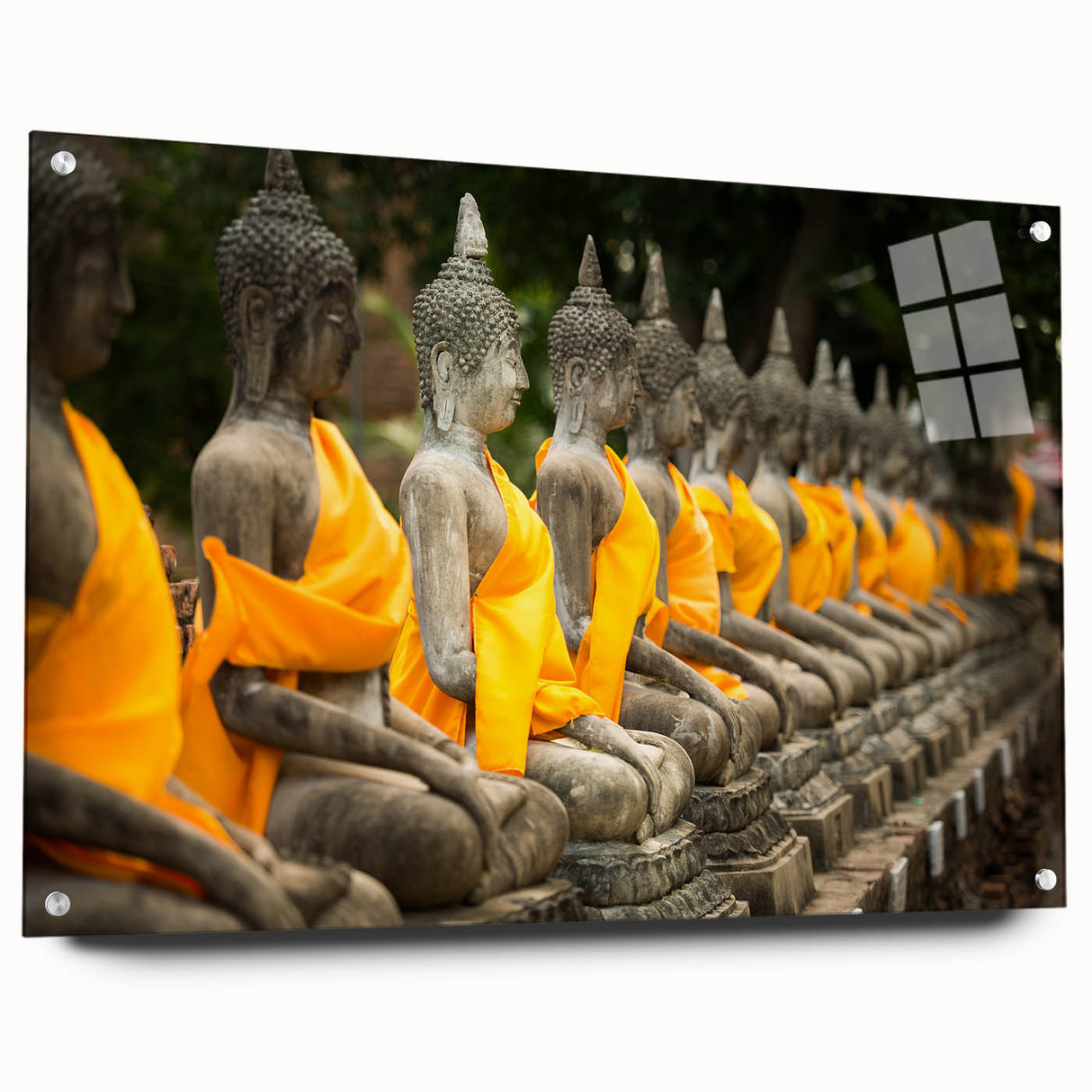 Acrylic print of a large abstract depiction of a Thai landscape in earthy tones, suitable for bedroom or dining room decor.