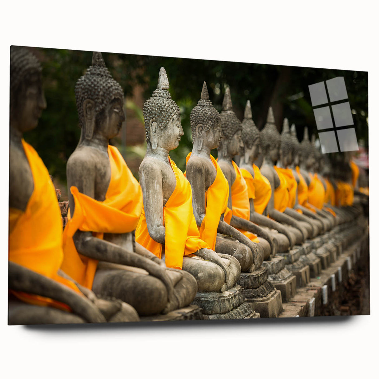 Acrylic print of a large abstract depiction of a Thai landscape in muted earth tones, ideal for bedroom or dining room art.