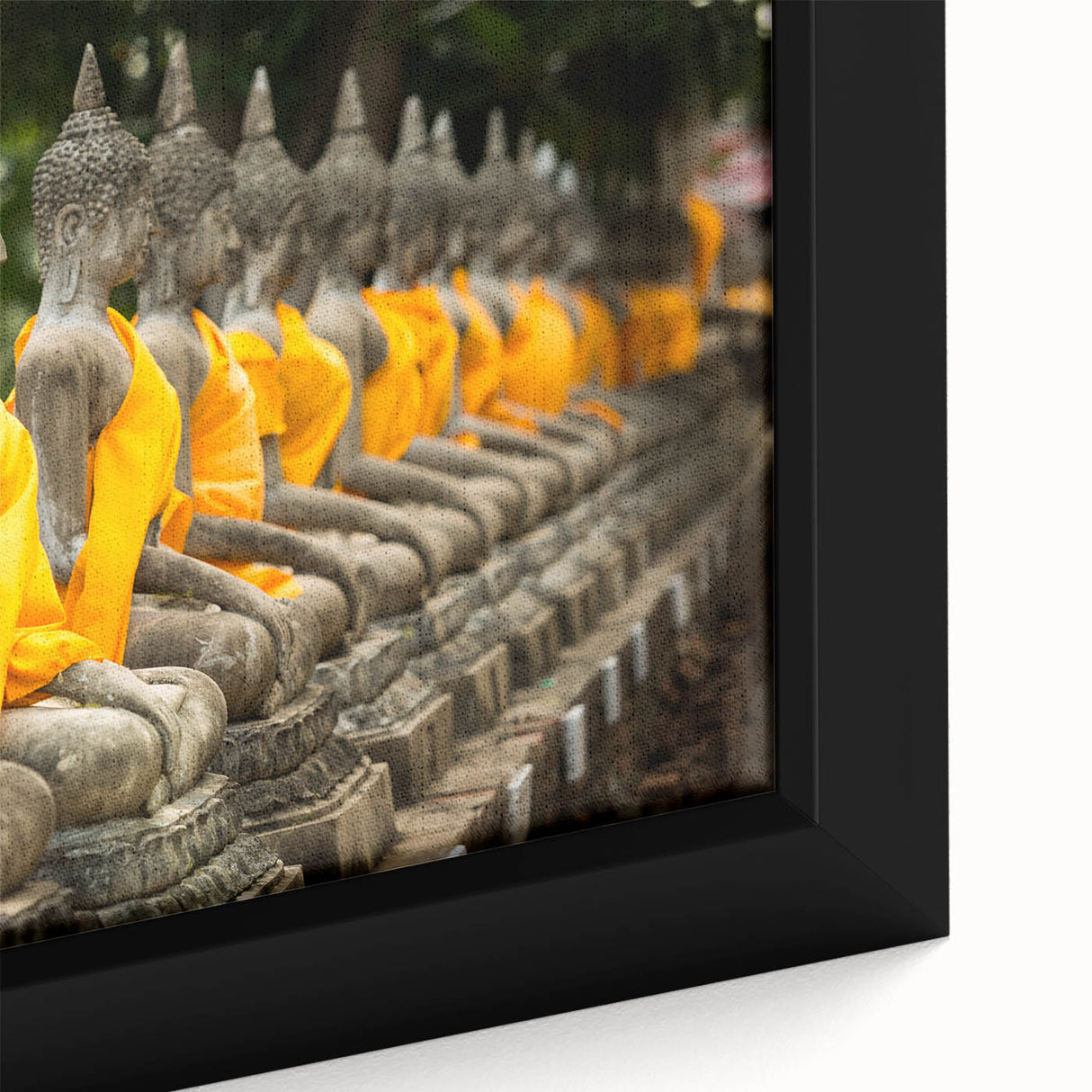 Extra large framed canvas featuring a textured black wall art scene of a vibrant Thai landscape, ideal for living room decor.