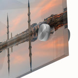 Large abstract wall art of a Turkish landscape in muted earth tones on acrylic glass, ideal for dining room art.