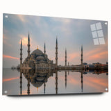 Large abstract wall art of a Turkish landscape in muted earth tones on acrylic glass.