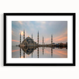 Extra large framed abstract print of a colorful, textured Turkish landscape, suited for living room decor.