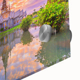 Large abstract wall art depicting a Vietnamese landscape in mid-century modernist style on acrylic glass.