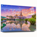 Acrylic print of a large abstract depiction of a Vietnamese landscape in muted earth tones, ideal for dining room decor.