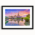 Colorful abstract art print depicting a vibrant, textured Vietnamese landscape on a large framed canvas.