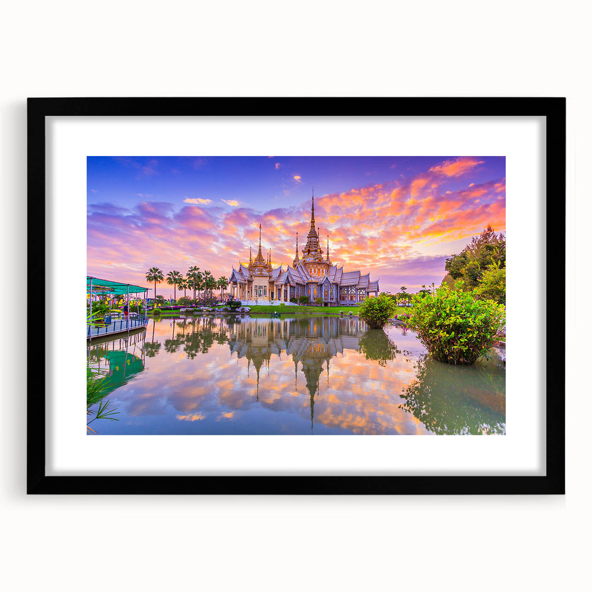 Colorful abstract art print depicting a vibrant, textured Vietnamese landscape on a large framed canvas.