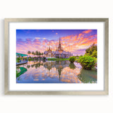 Textured art print of an abstract Vietnamese landscape in muted earth tones on a framed silver mat, ideal for bedroom decor.