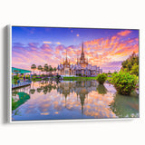 Vintage poster art of a scenic Vietnamese landscape in vibrant colors on extra large framed canvas.